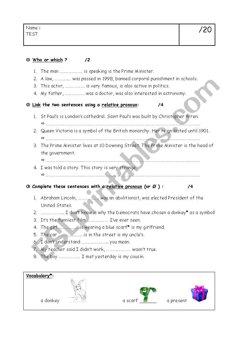 Relative clauses worksheet