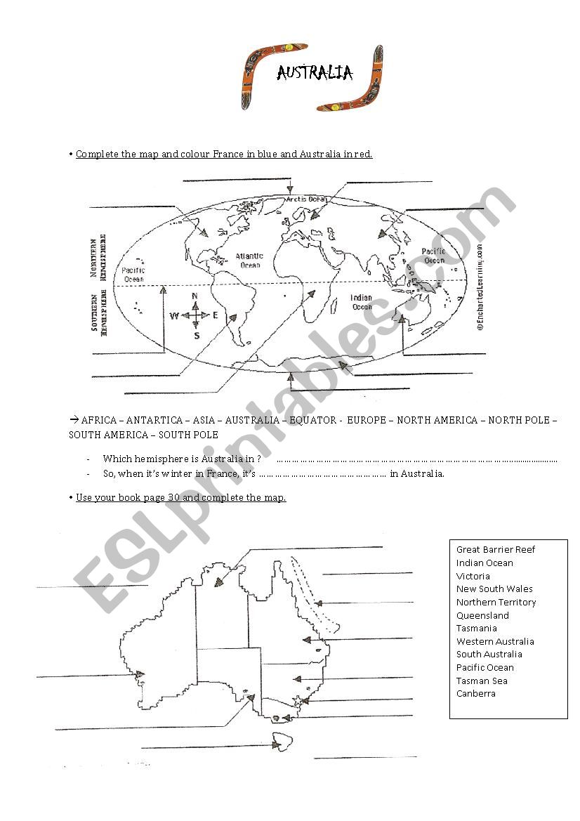 Australia worksheet