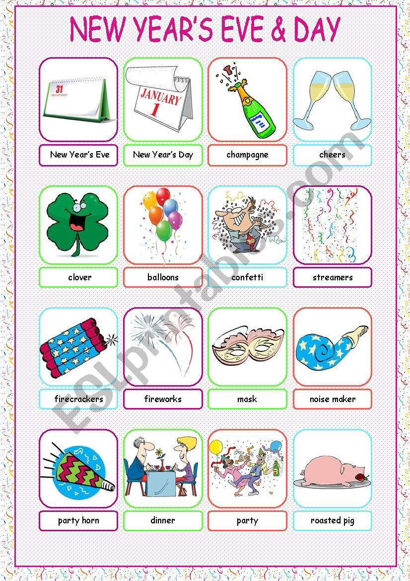 New YearÂ´s Eve & Day Picture Dictionary