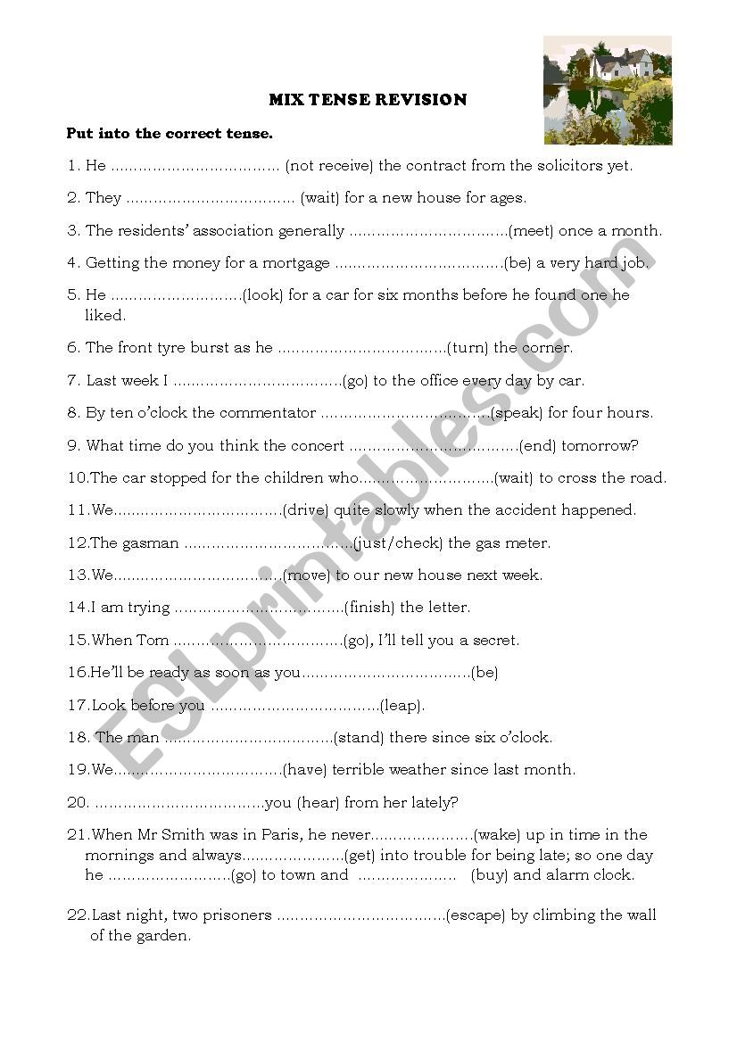 MIX TENSE REVISION worksheet