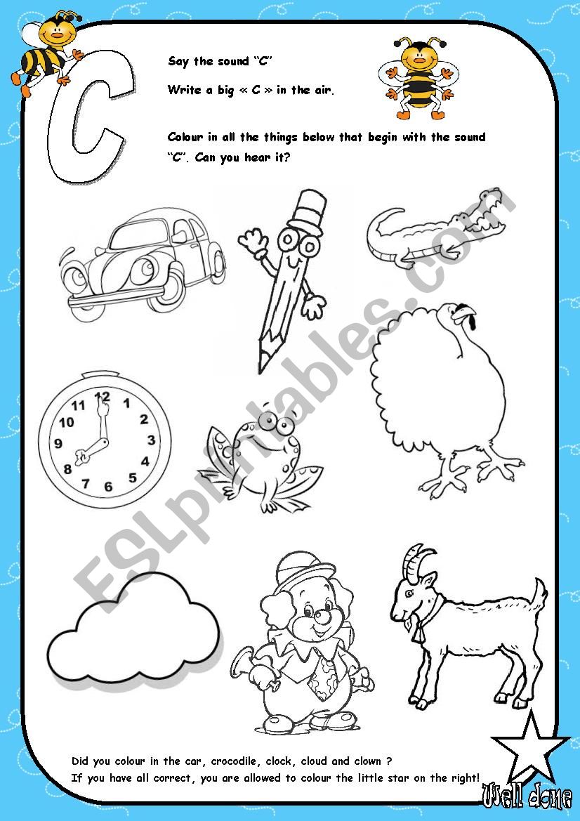 Alphabet - Letter C - Activity - ESL worksheet by SaraMariam