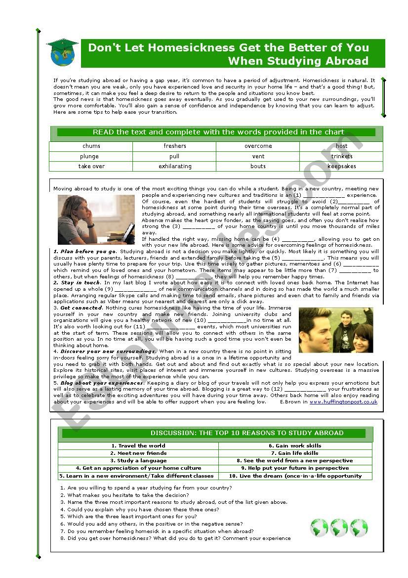 DONÂ´T LET HOMESICKNESS GET THE BETTER OF YOU WHEN STUDYING ABROAD