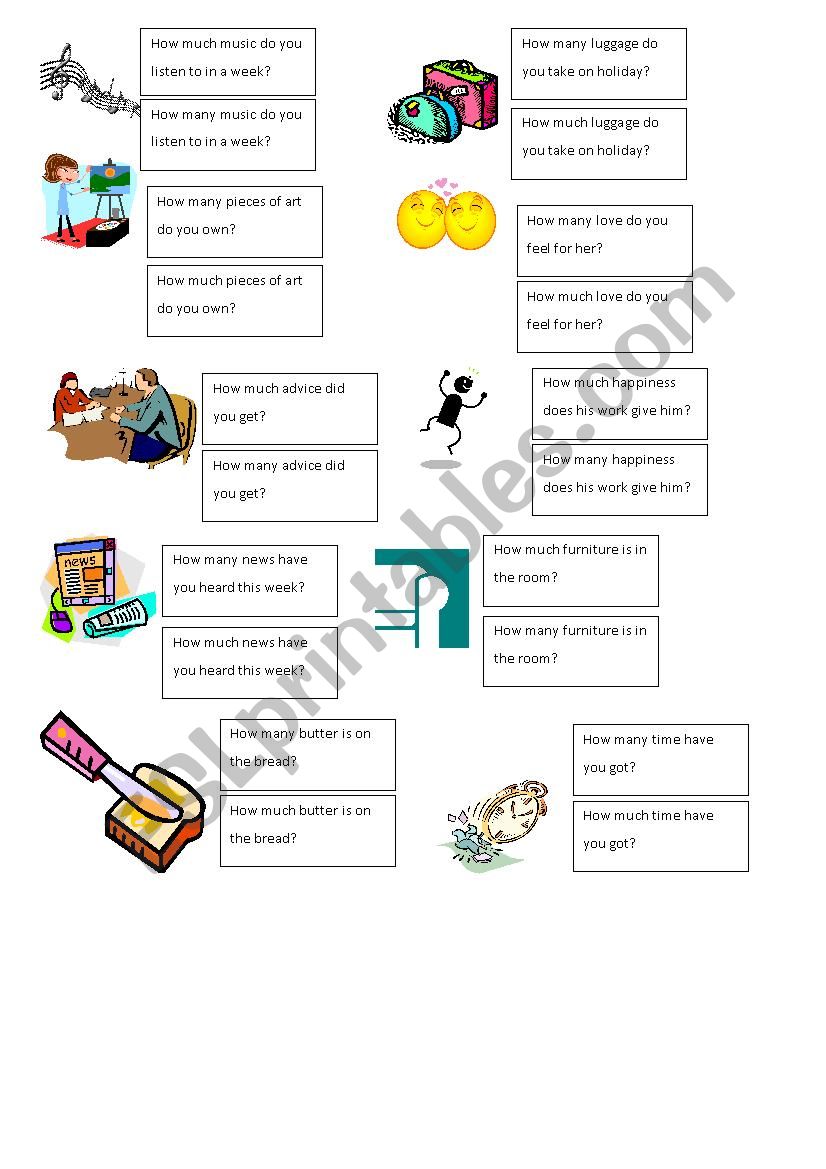 Much versus Many matching activity Part 2