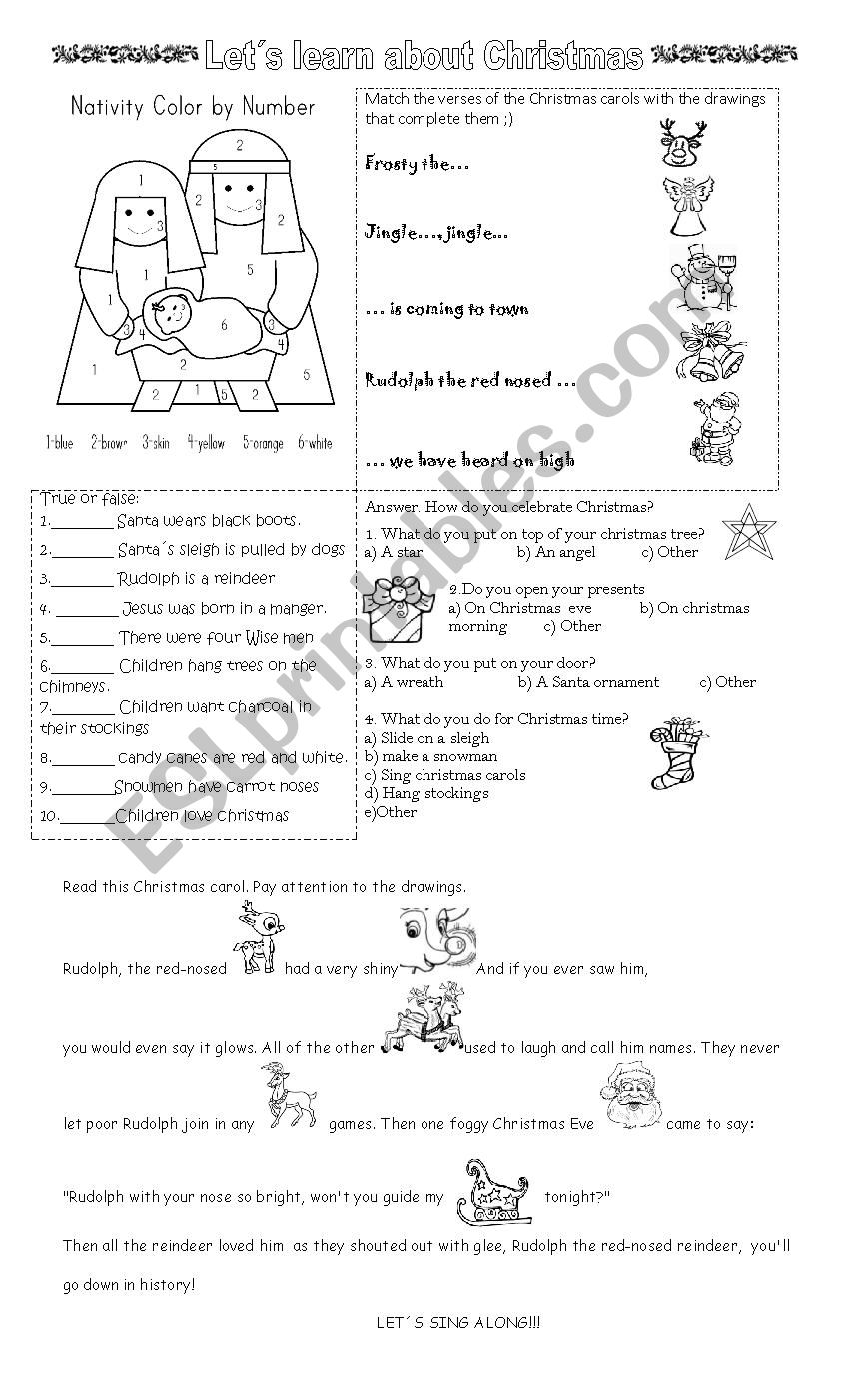 Lets learn about Christmas worksheet