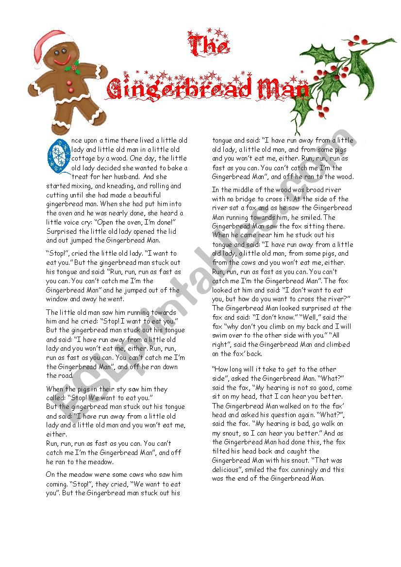 The Gingerbread Man worksheet