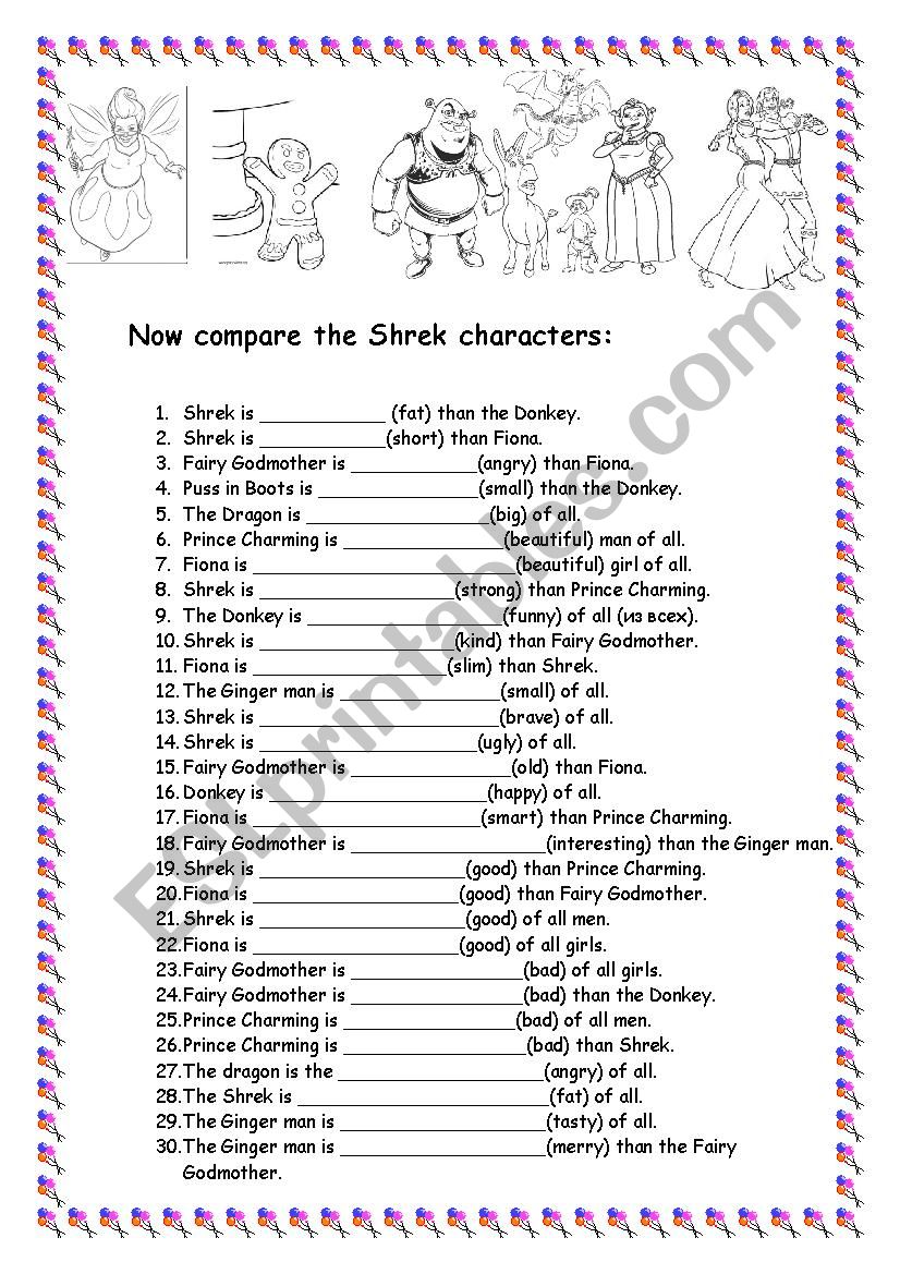 Comparatives and Superlatives worksheet