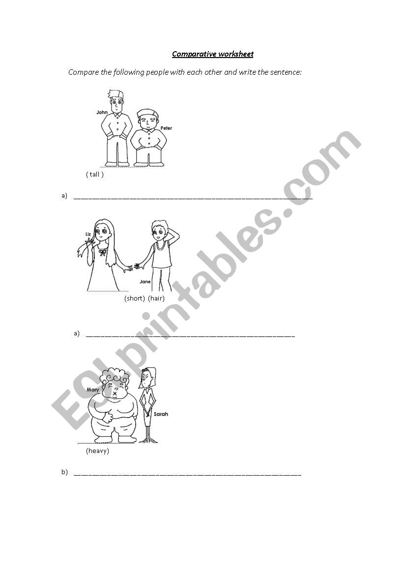 Comparative worksheet worksheet