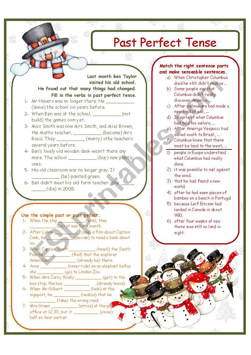 Past Perfect Tense worksheet