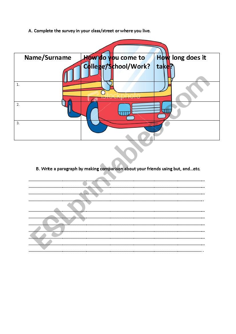 transport survey worksheet