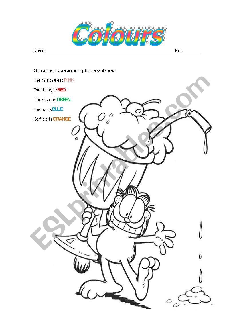 Garfields milkshake worksheet