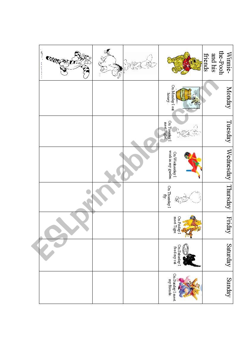 Days of week worksheet