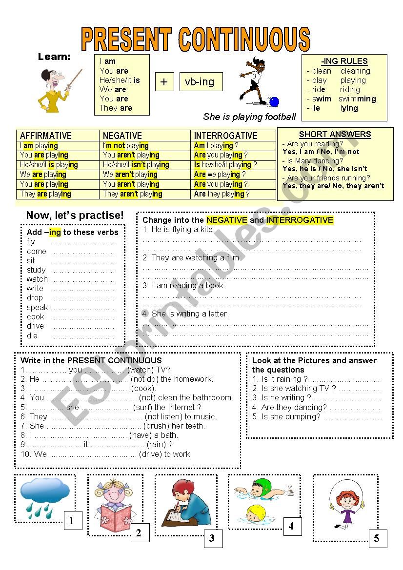 Present Continous worksheet