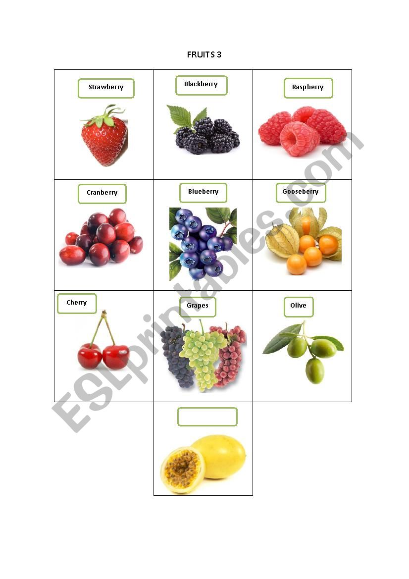 FRUITS 3 worksheet