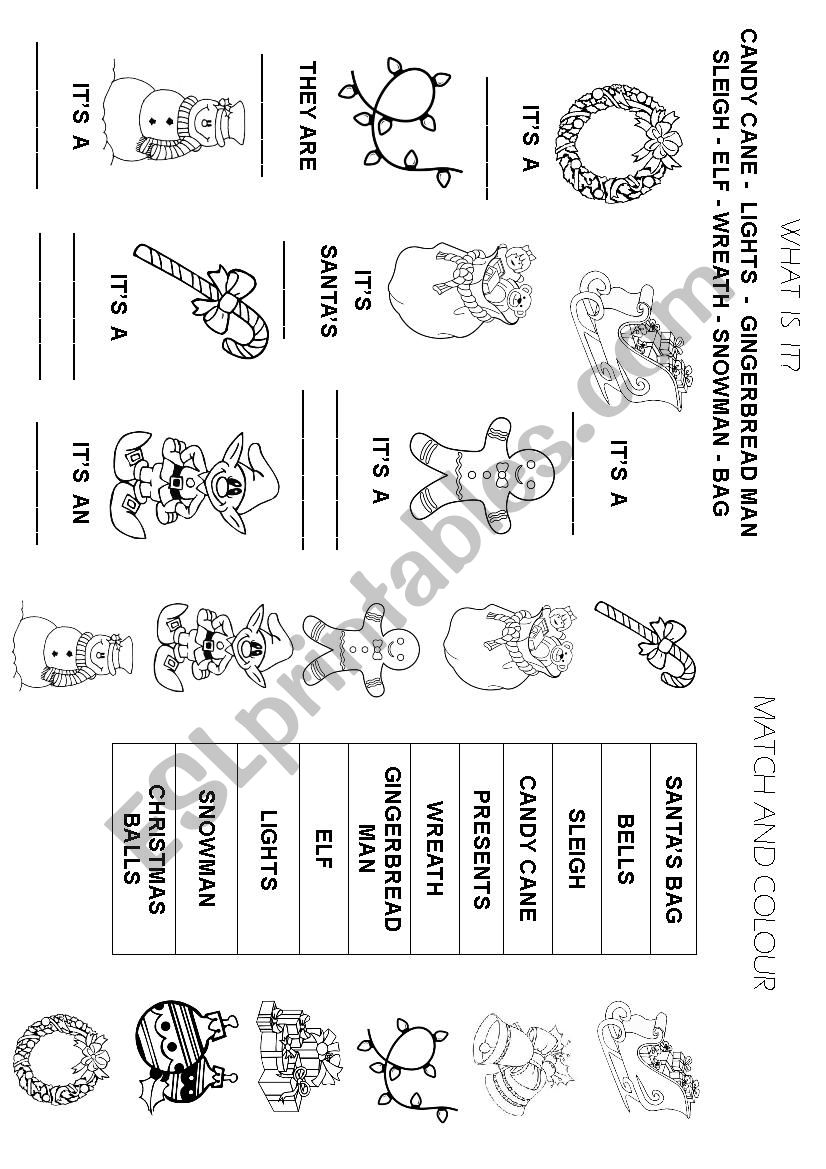 Christmas vocabulary worksheet