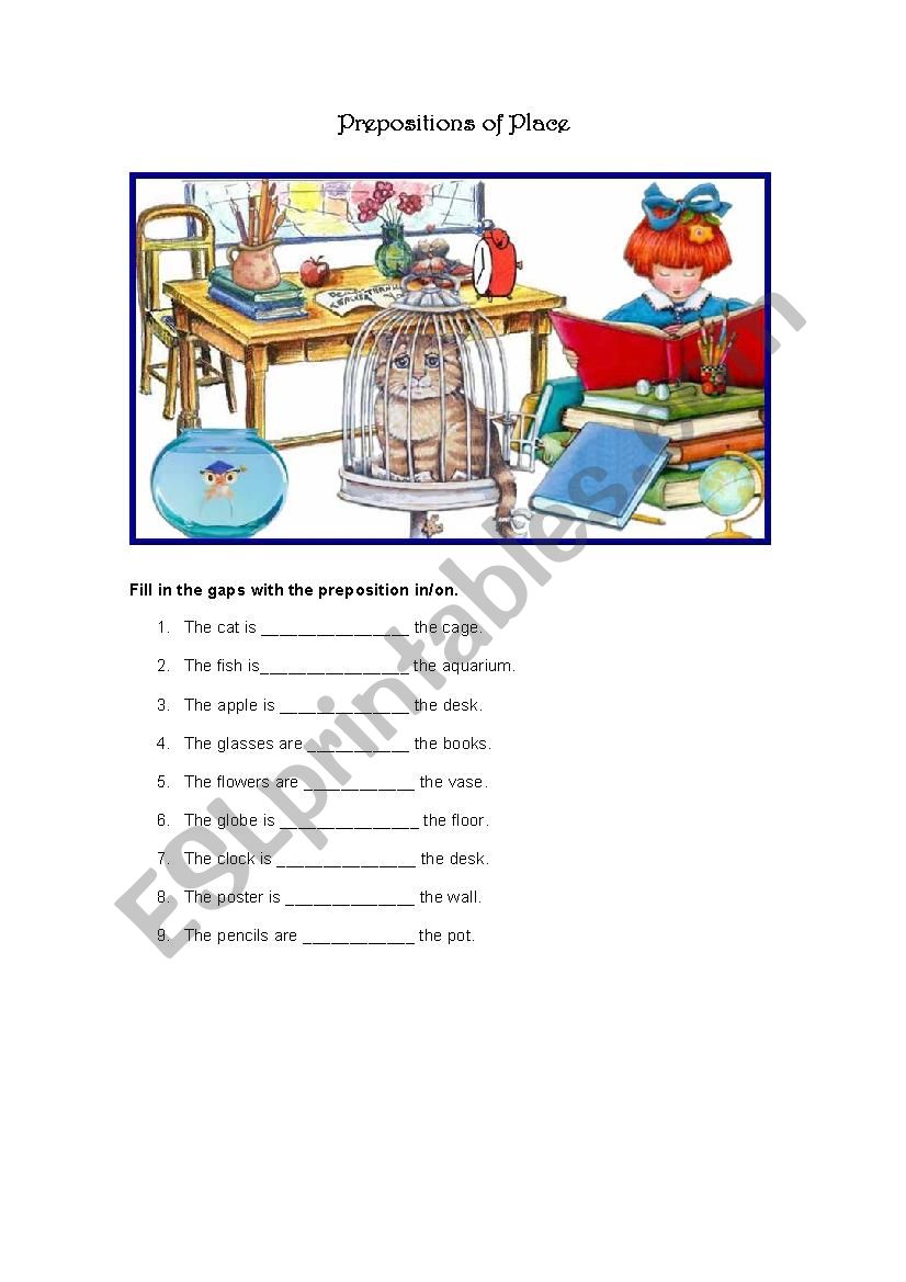 Prepositions of place worksheet