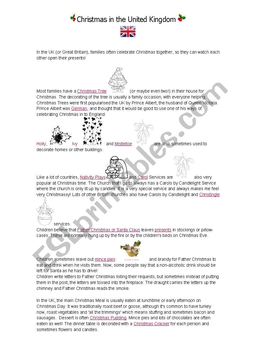 Christmas in the U.K worksheet