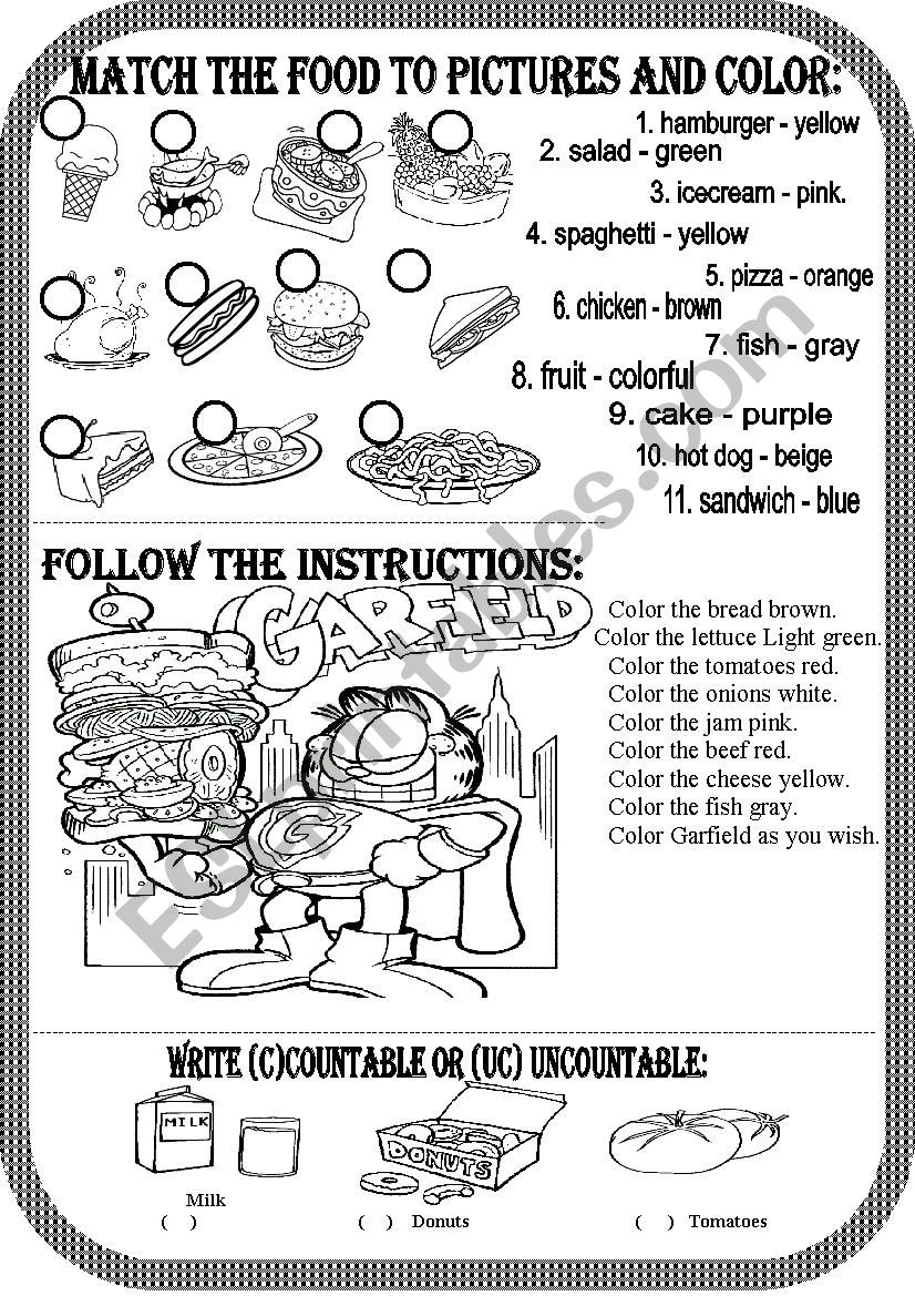 FOOD  AND COLORS worksheet
