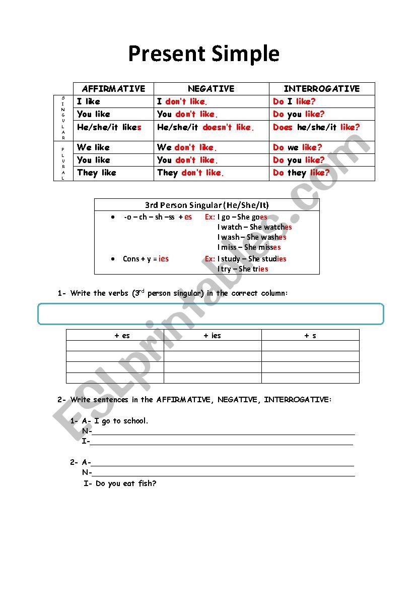 Present Simple  worksheet