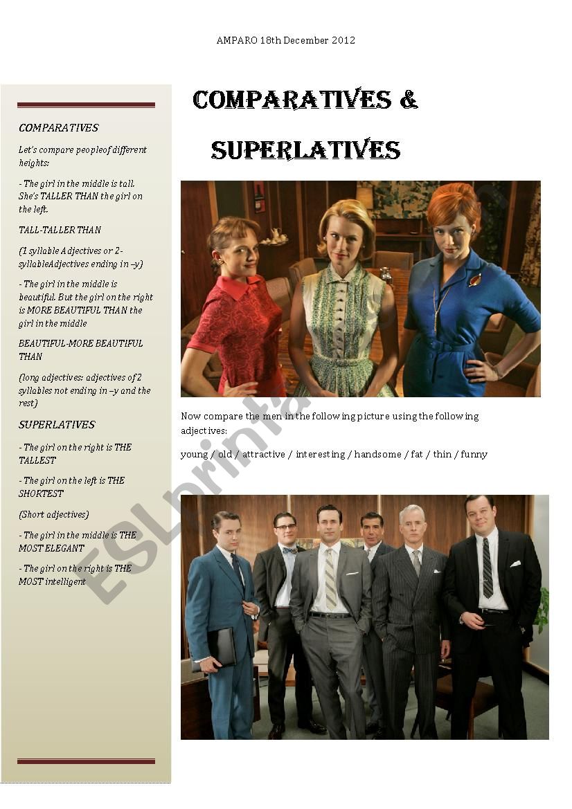 Comparatives & Superlatives worksheet