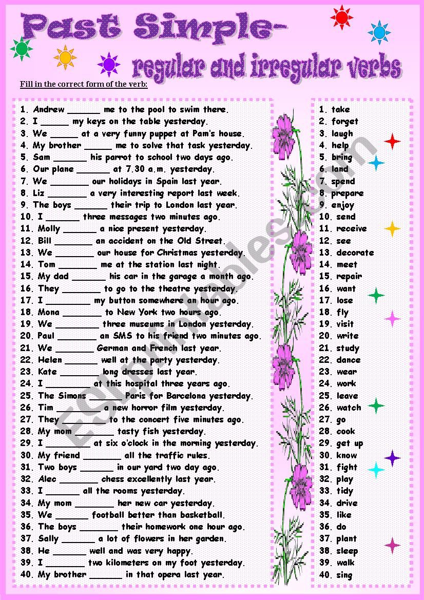 Past Simple-regular and irregular verbs