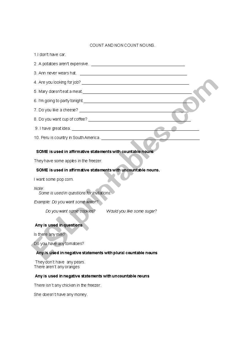 count and non count worksheet