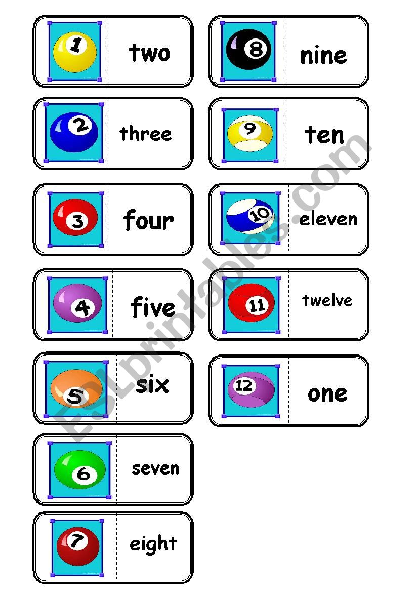 numbers, domino worksheet