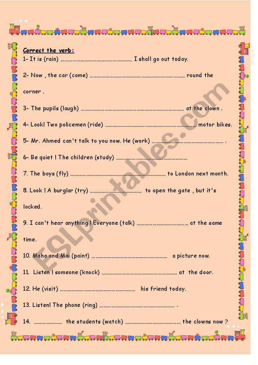 Present Progressive worksheet