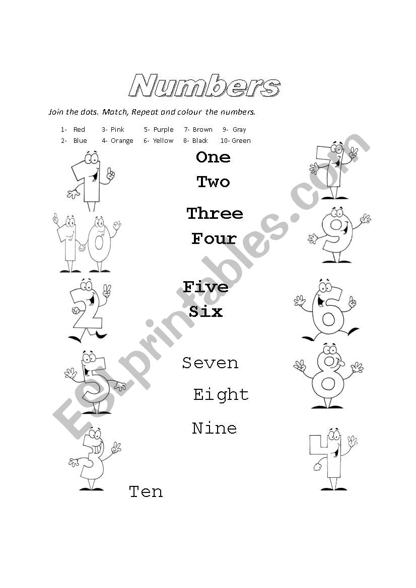 numbers worksheet