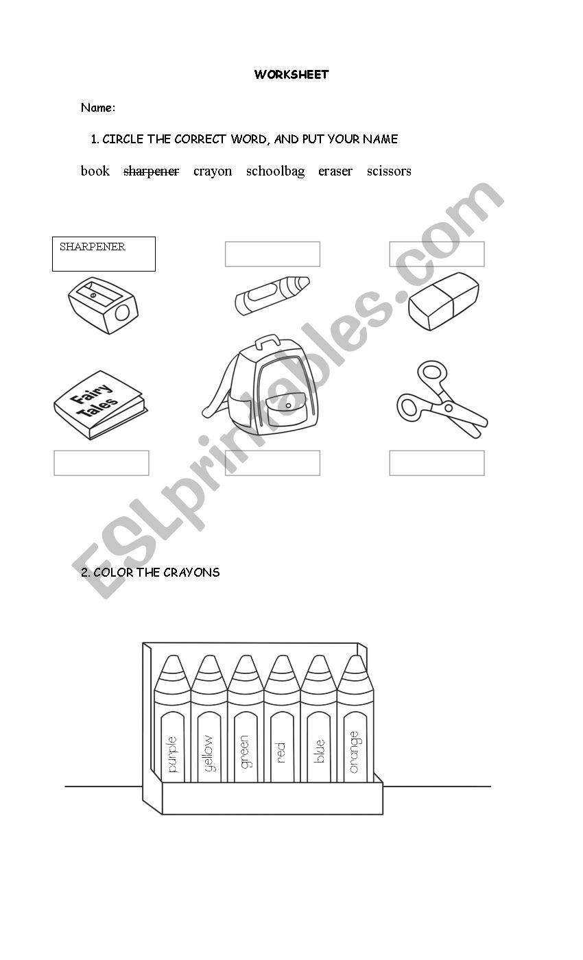 classroom objects worksheet