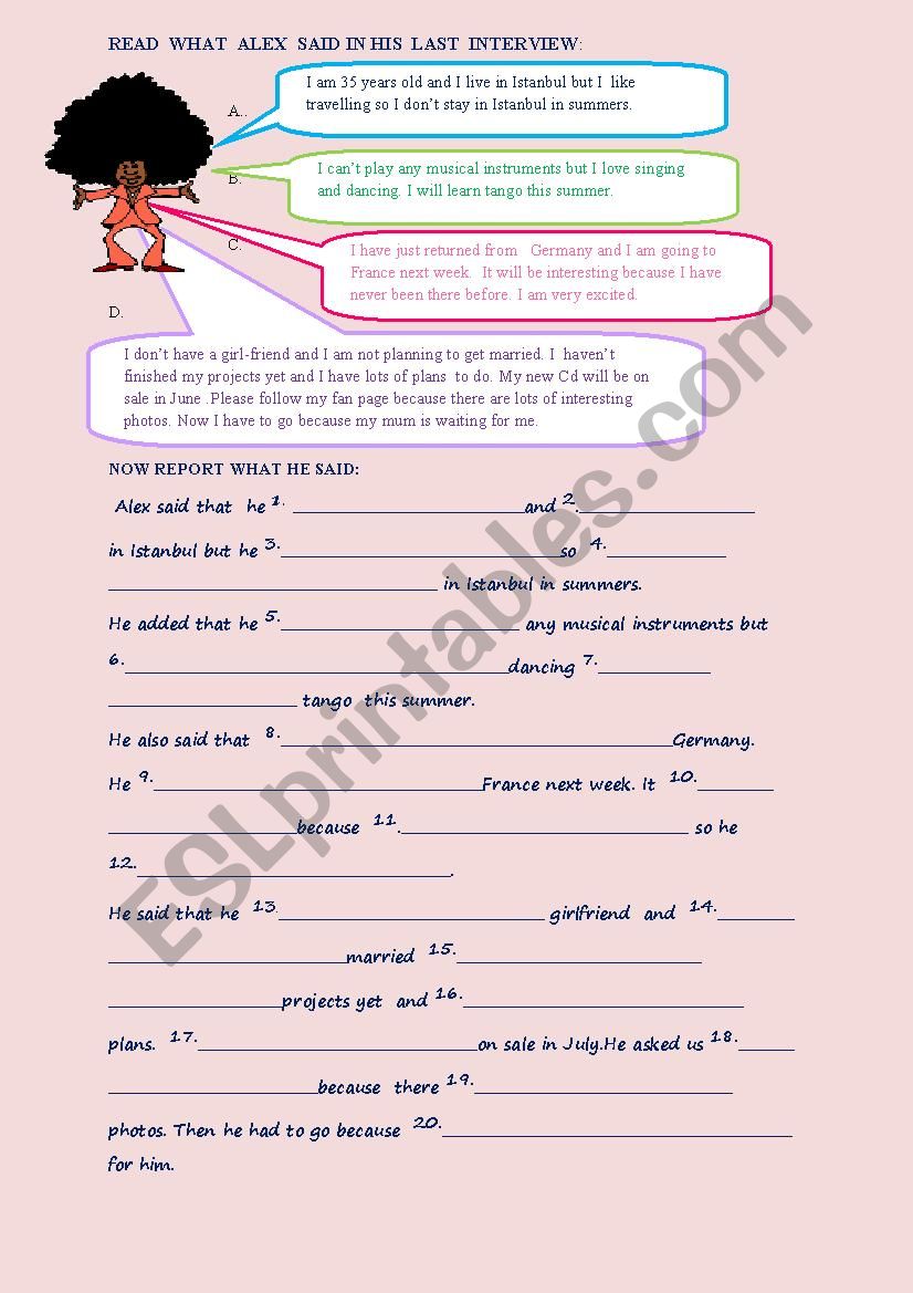 AN INTERVIEW WITH A STAR :) worksheet