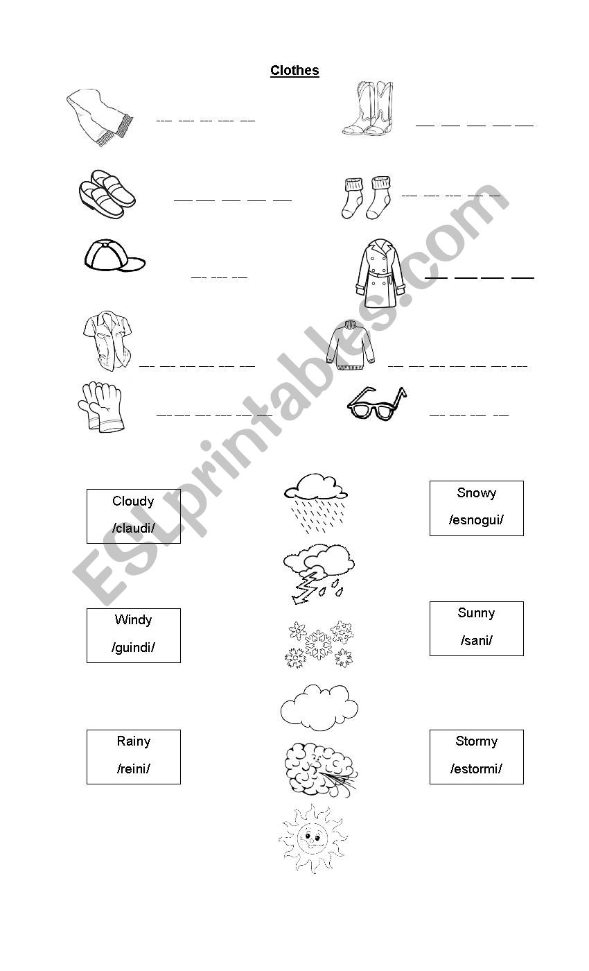 Clothes worksheet