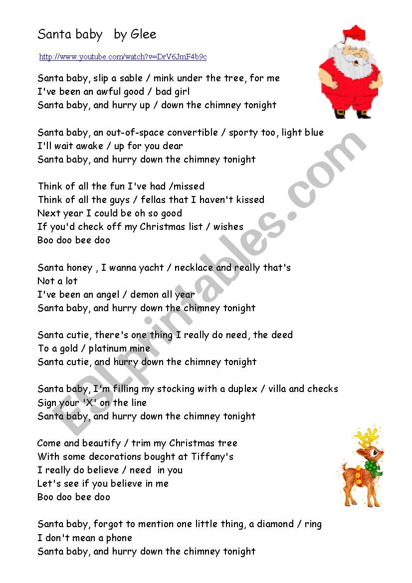Santa Baby by Glee - song worksheet