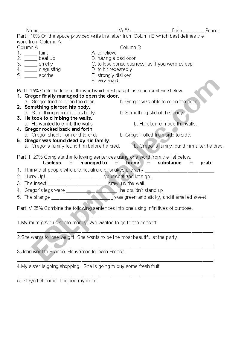 Infinitives Of Purpose Random Adjectives ESL Worksheet By Damyta