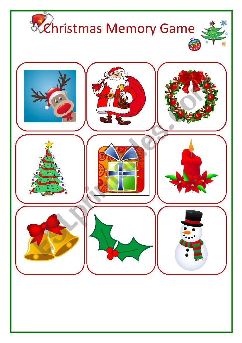 Christmas Memory Game worksheet