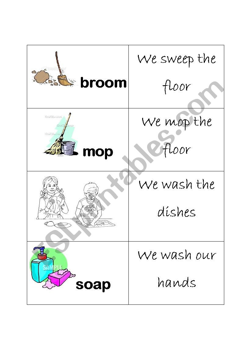 Flash-cards: Do the cleaning! worksheet