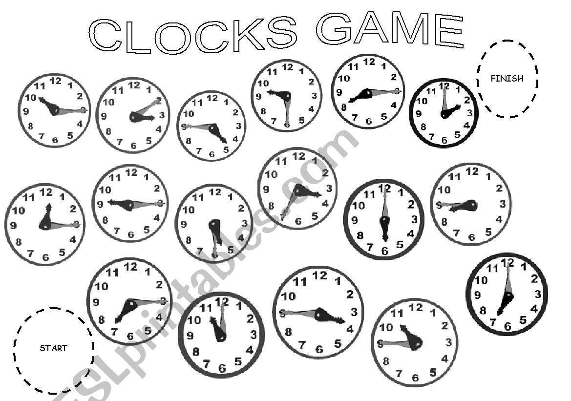 clocks game worksheet