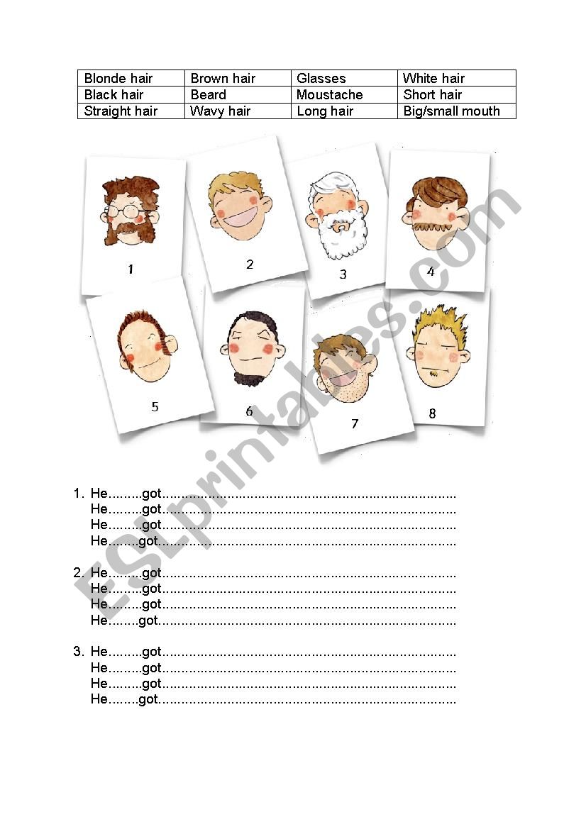 Describing people worksheet