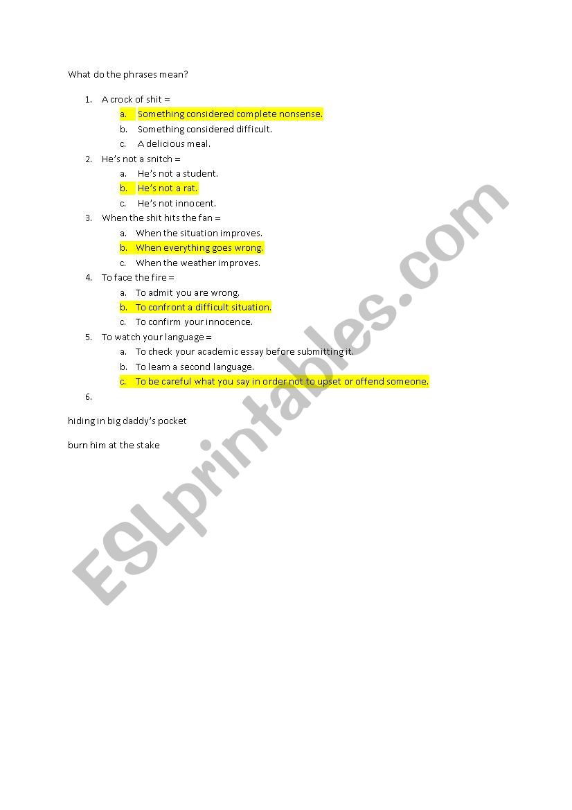 Scent of a woman - phrases worksheet