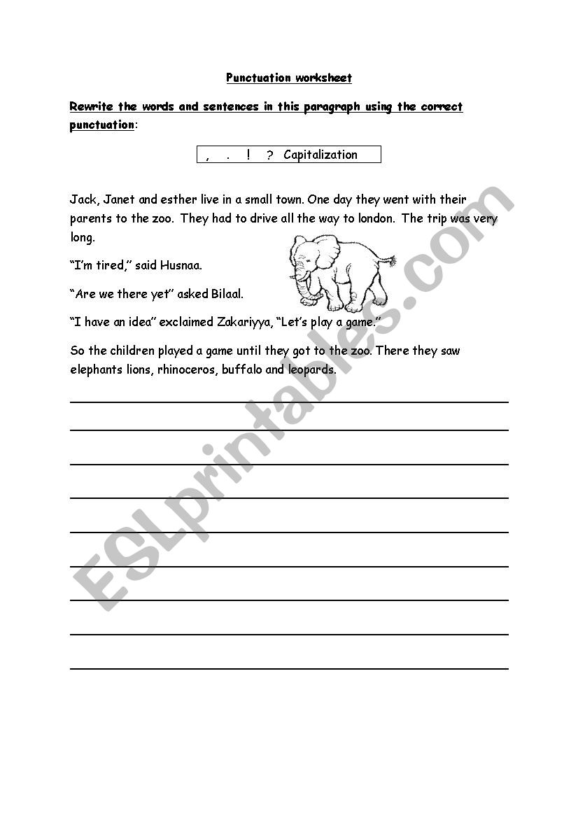 Punctuation worksheet worksheet