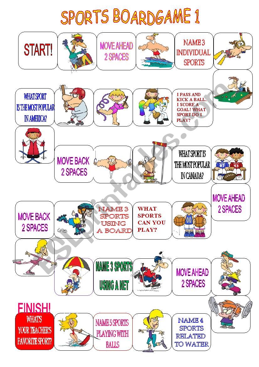 Sport Boardgame Esl Worksheet By Lehang