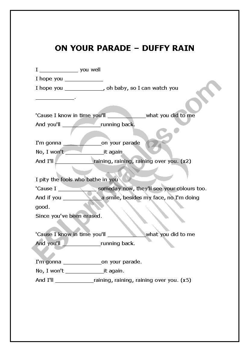 On your parade worksheet