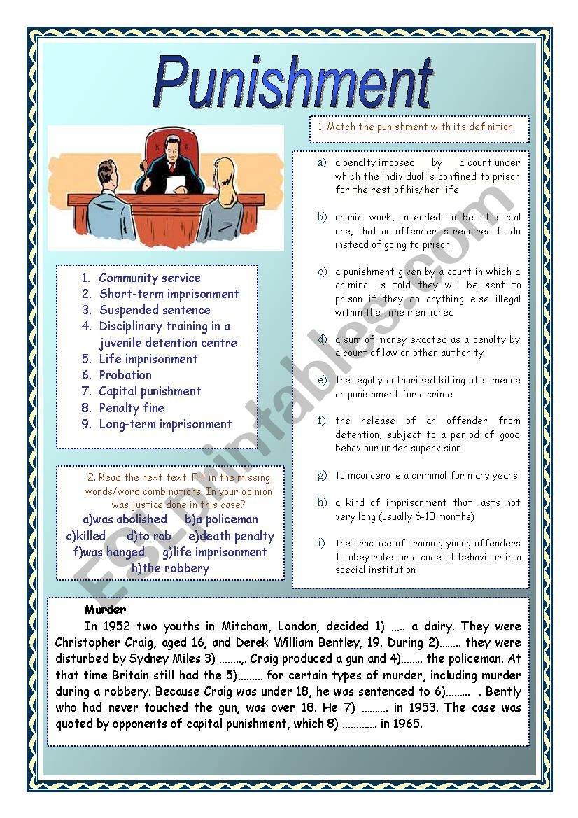 Punishment worksheet