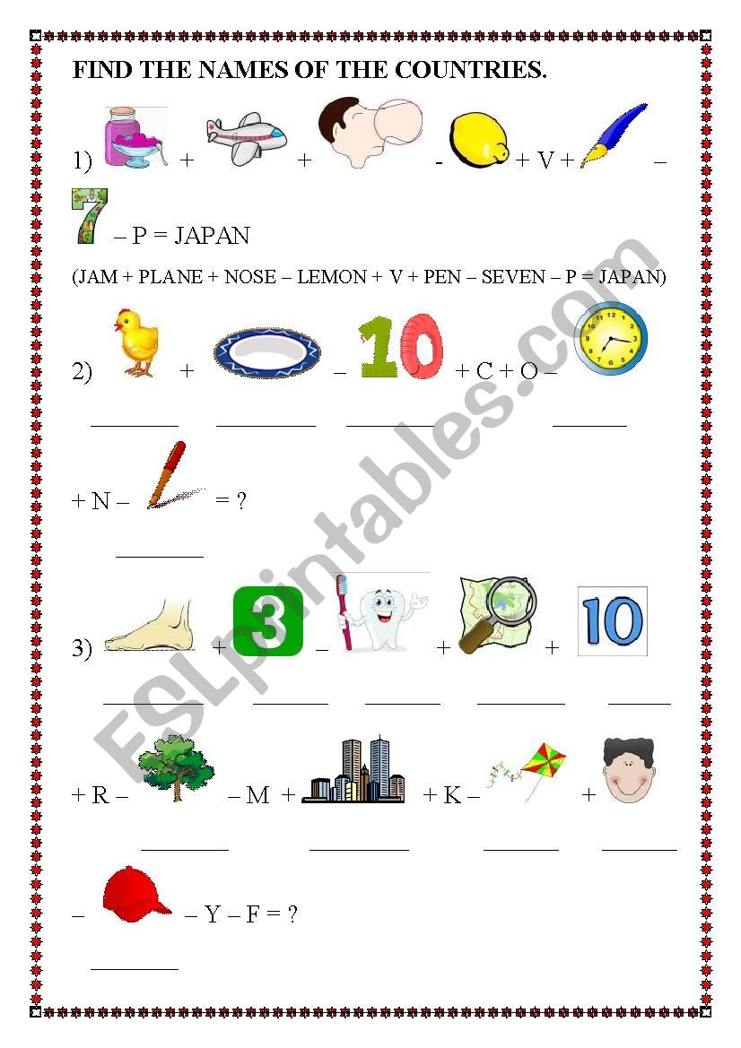 Riddles - The names of the countries (easy)