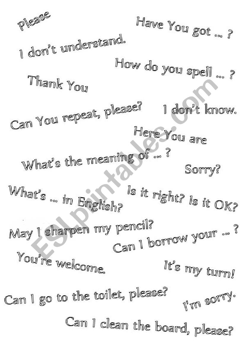 Classroom Language worksheet