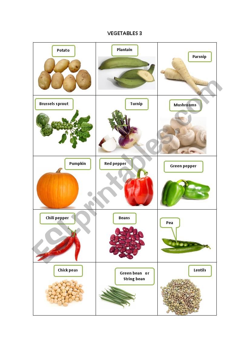 VEGETABLES 3 worksheet