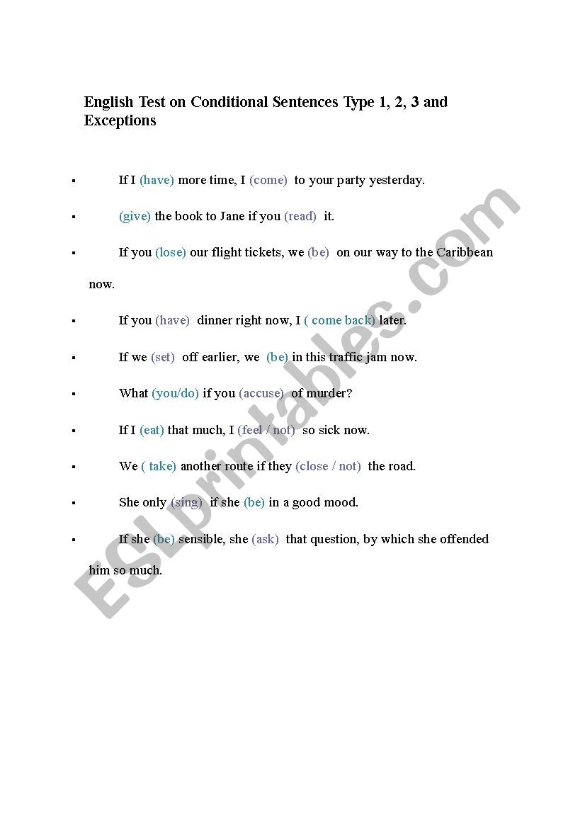 mixed conditionals worksheet