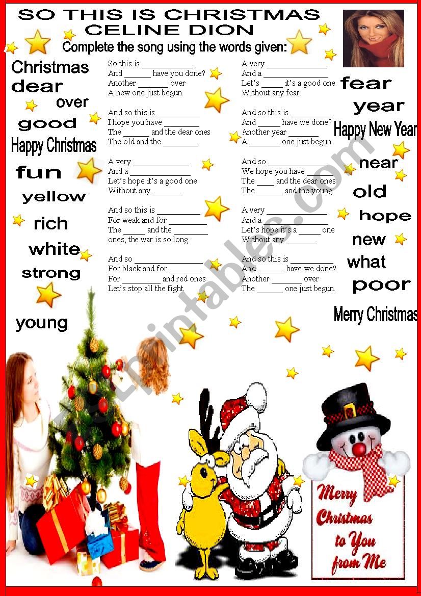 SO THIS IS CHRISTMAS worksheet