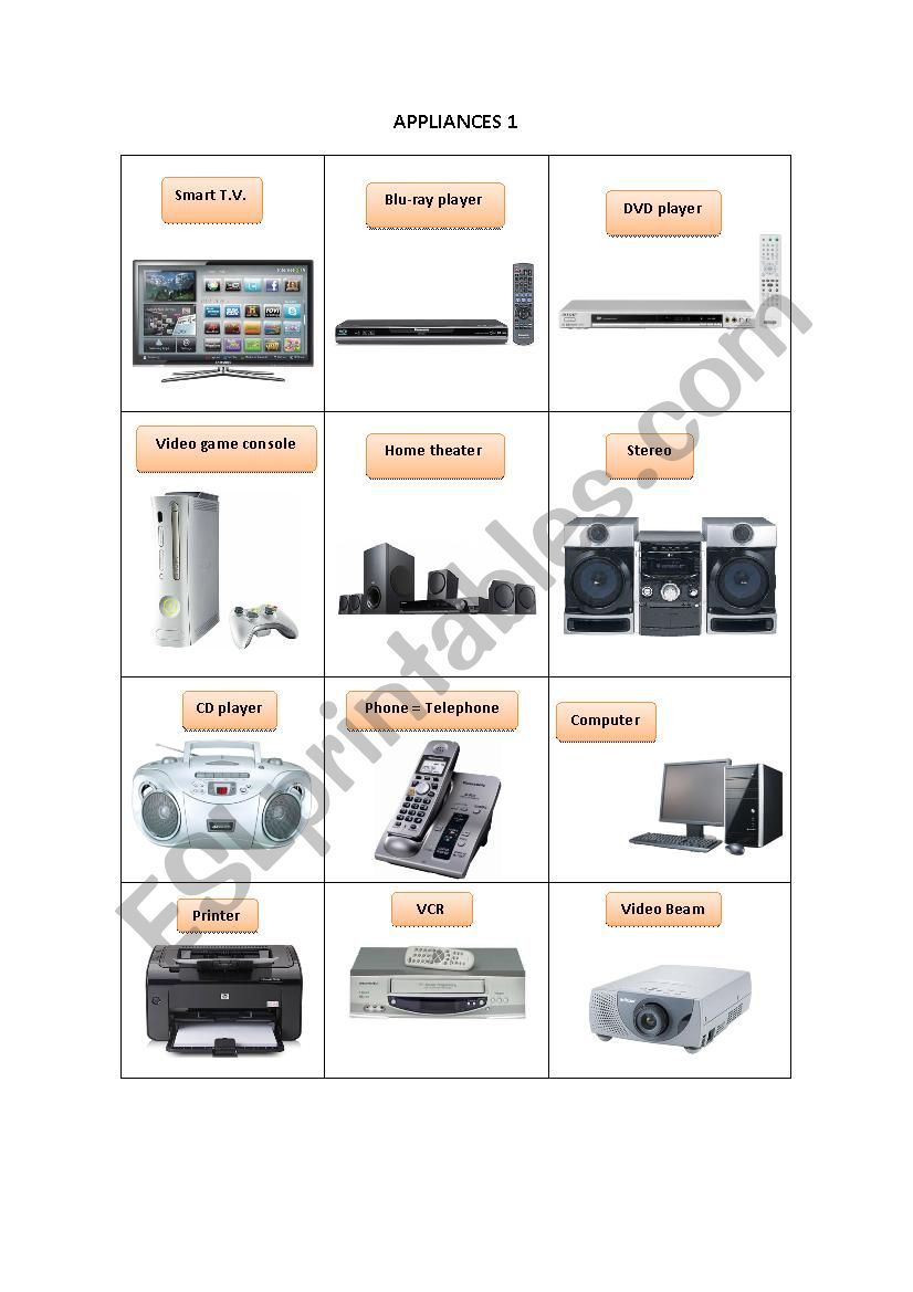 APPLIANCES 1 worksheet