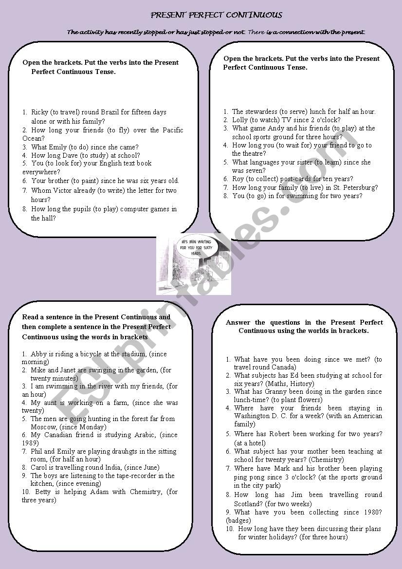 Present Perfect Continuous worksheet