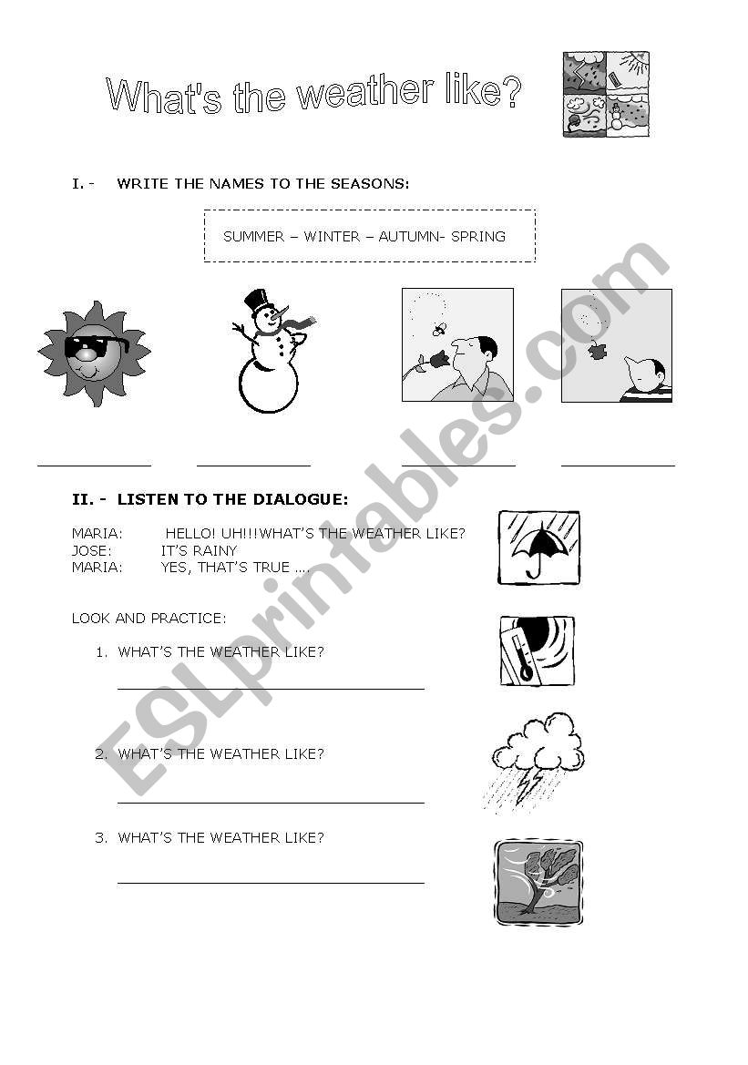 whats the weather like? worksheet